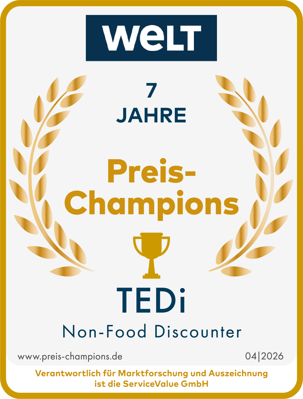 WELT-Siegel Preis-Champion 2026 TEDi